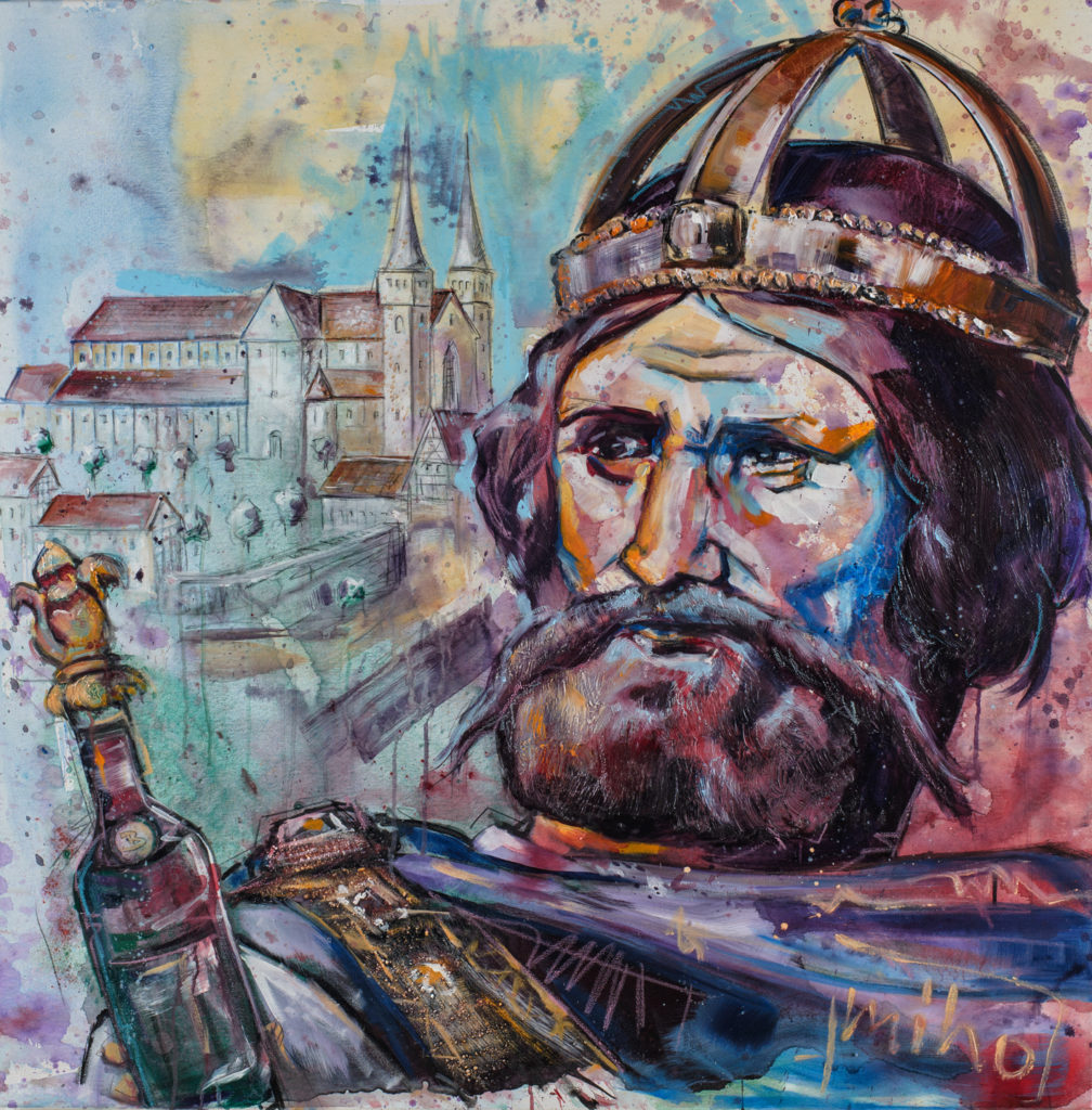 Sonderedition Goethe und Schiller Barbarossa 110 cm x 110cm, Acryl auf Leinwand, miho
